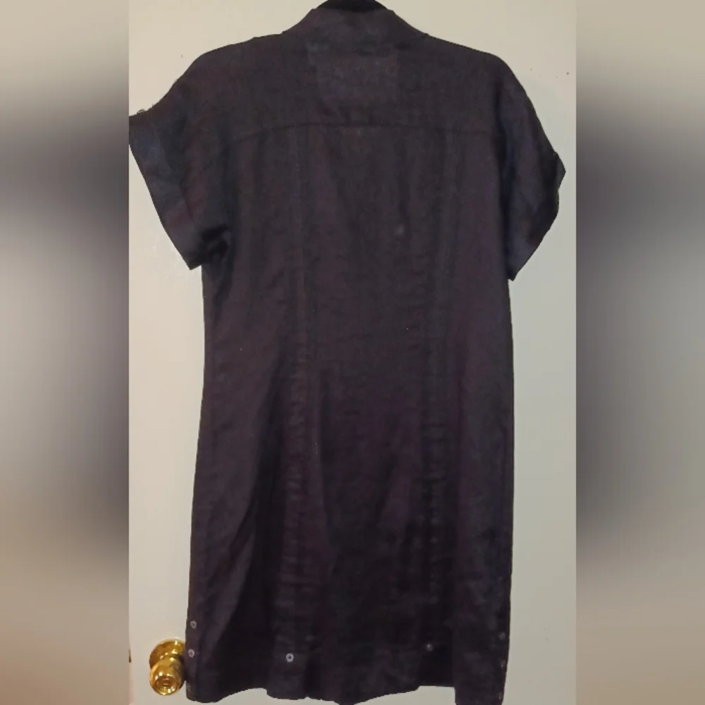 NWT Cubavera 100% linen short sleeve button up dress black Small - Picture 3 of 8